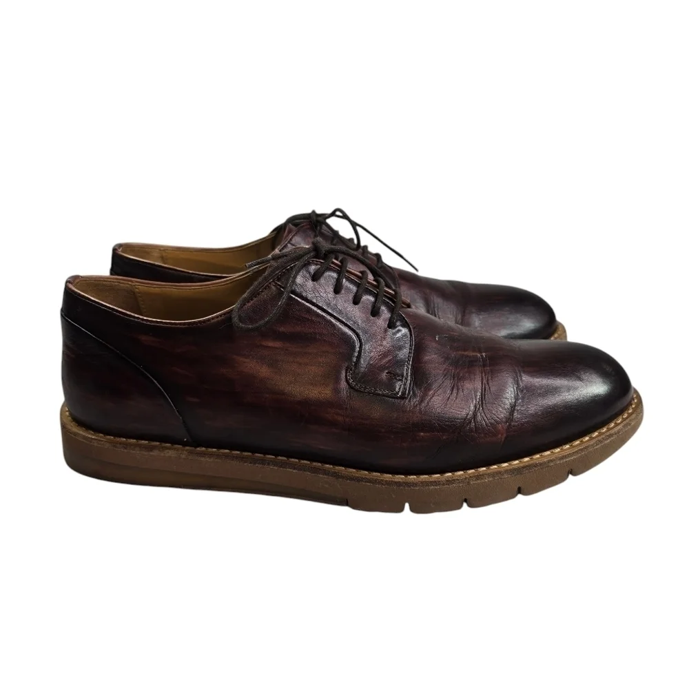 Magnanni brown leather lace up derby oxford shoes spain